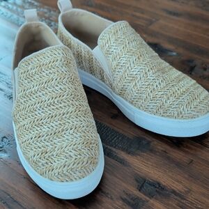 Nicole Miller Tonnille Woven Straw Slip-On Sneakers Size 7